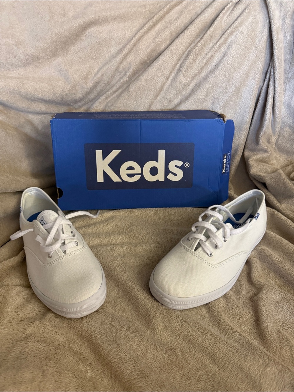 Keds Kids White Canvas Lace-Up Sneakers